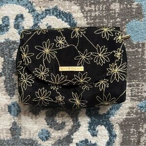 FAUX Givenchy Black and Gold Floral Cosmetic Bag